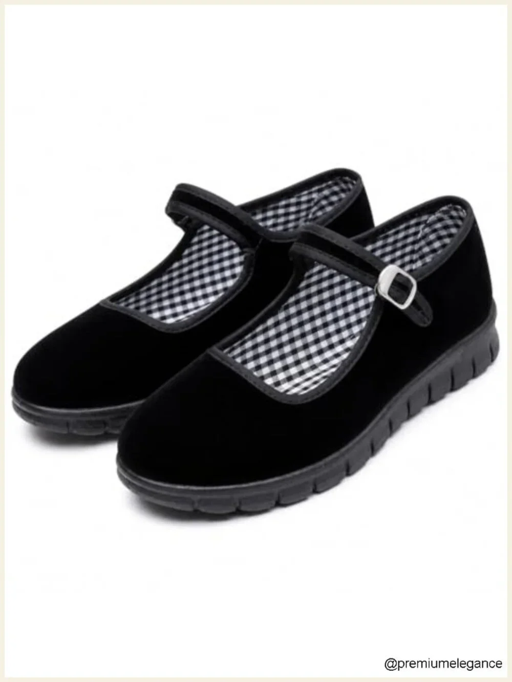 Women's Mary Jane Flats Velvet Ballet Dance Shoes Non-Slip Hook Closure